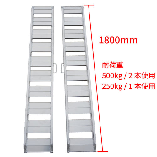 アルミブリッジ(軽量タイプ)耐荷重0.5t 長さ1800mm 幅250mm 2本1組【SHK-180-25-0.5】 — PLOW(プラウ)