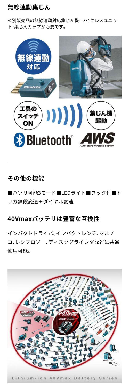 マキタ 28mm 充電式ハンマドリル【HR001GRDX】バッテリBL4025×2本・充電器DC40RA・ケース付