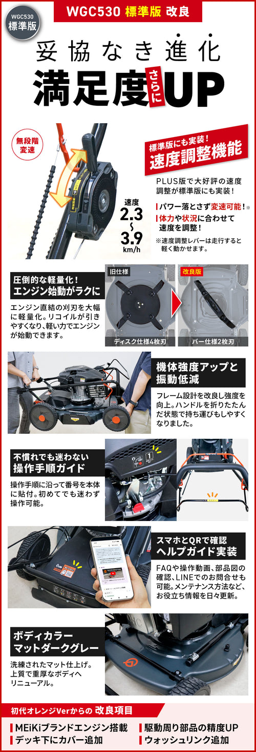 PLOW クサノザウルス 草刈り機 WGC530 刈幅53cm MEIKIエンジン サイド